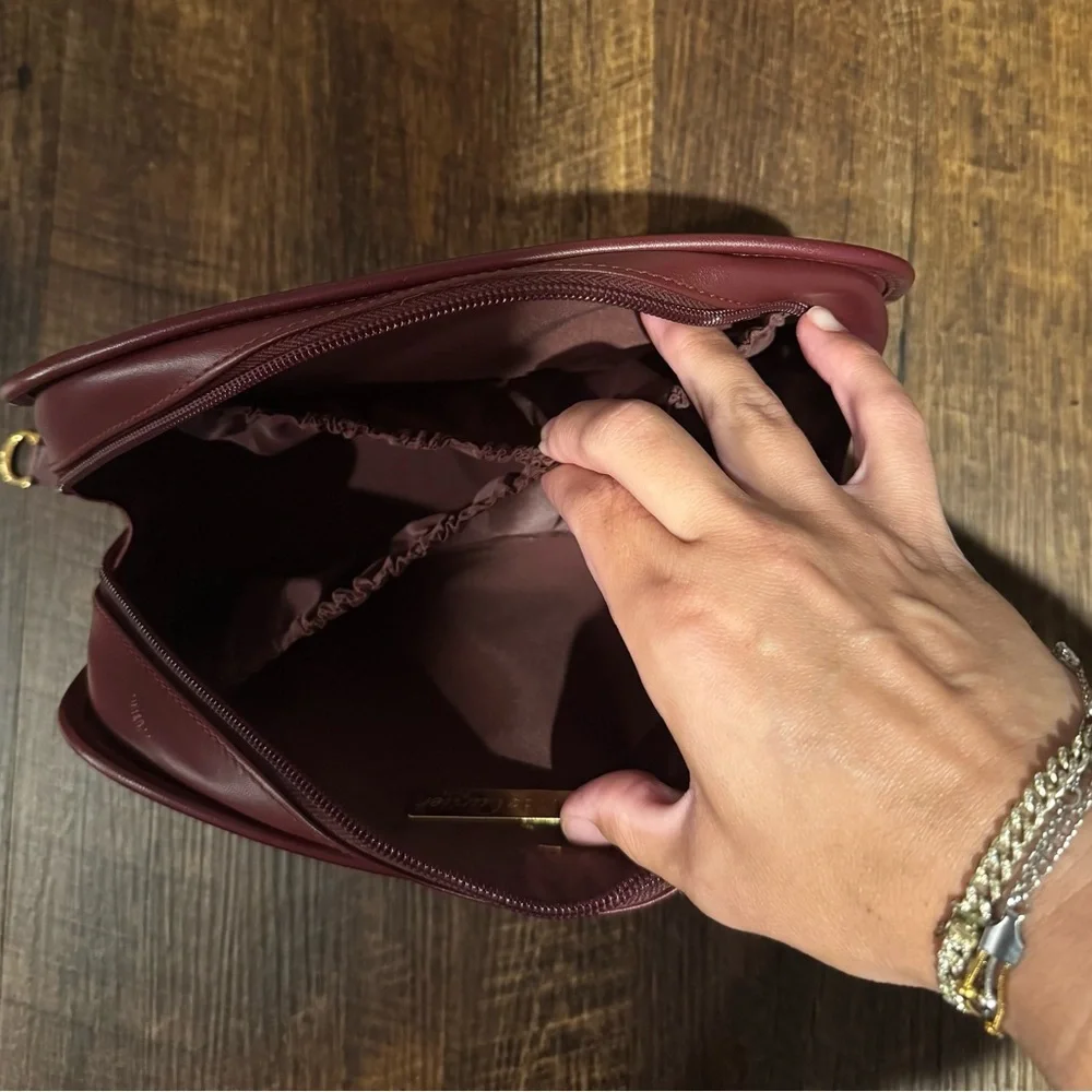 Cartier Vintage Burgundy Leather Cosmetic/Toiletry Pouch